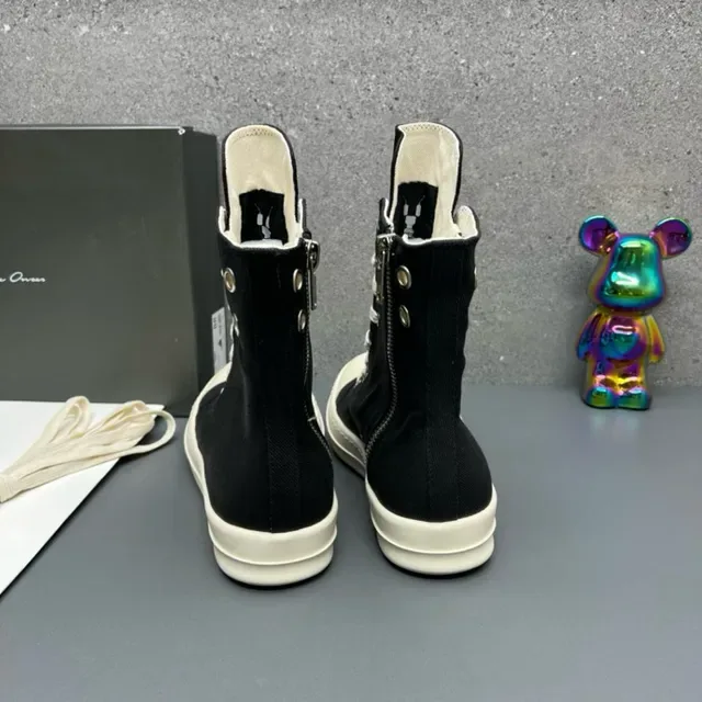 Black and Cream High-Top Canvas Lifestyle Sneakers 6