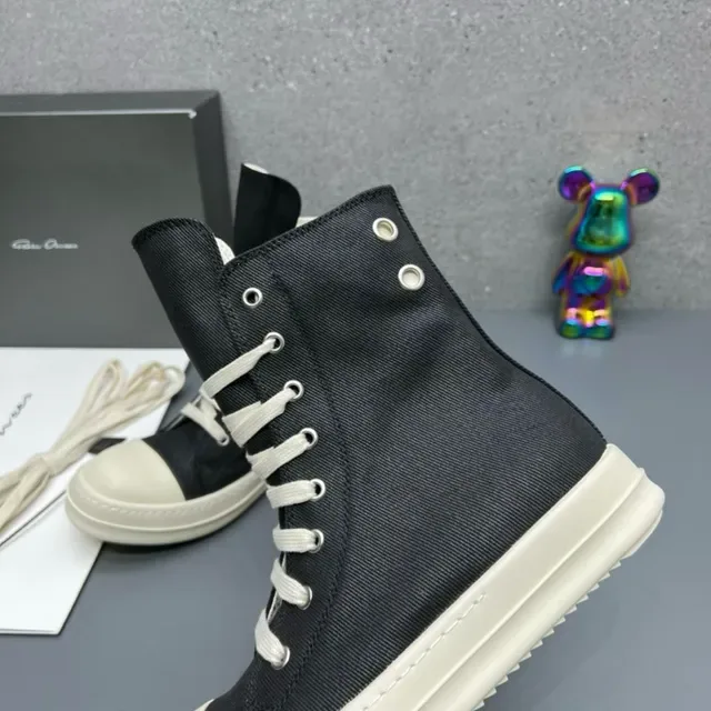 Black and Cream High-Top Canvas Lifestyle Sneakers 8