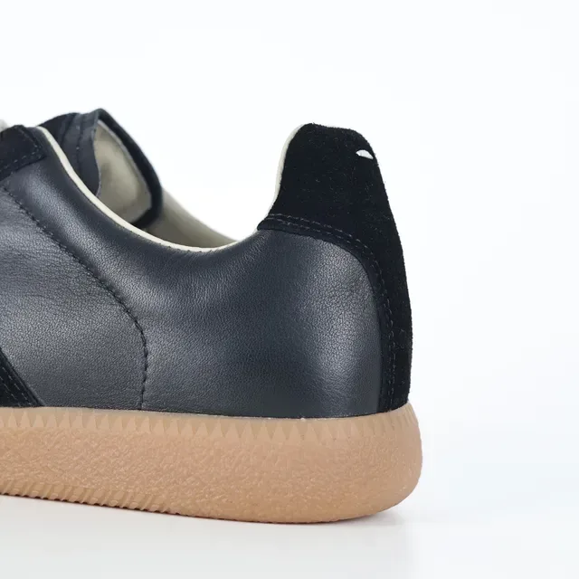 Black and Cream Suede Leather Panelled Cupsole Sneakers 4