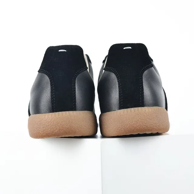 Black and Cream Suede Leather Panelled Cupsole Sneakers 8