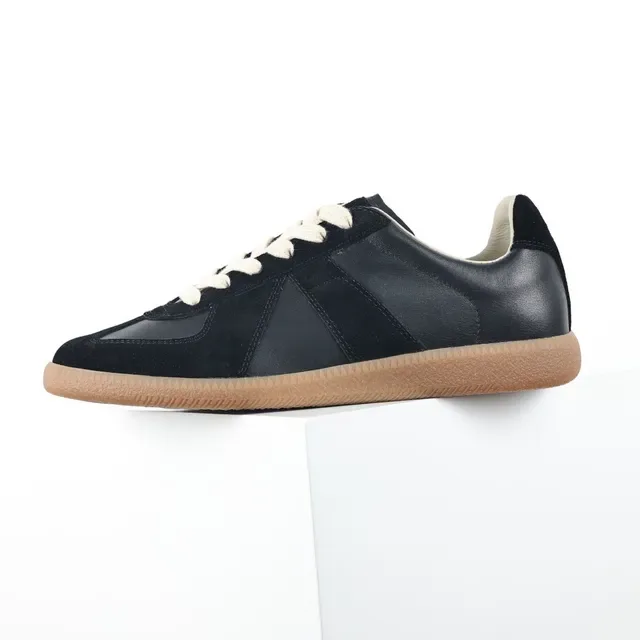 Black and Cream Suede Leather Panelled Cupsole Sneakers 9