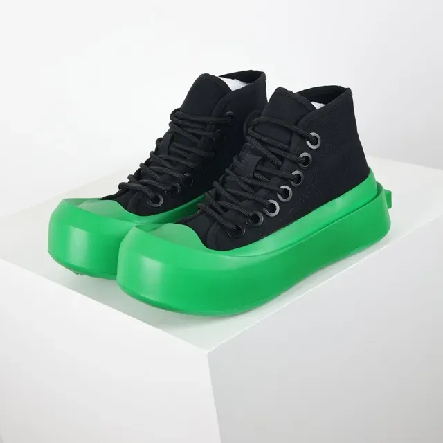 Black and Green High-Top Platform Sneakers 2