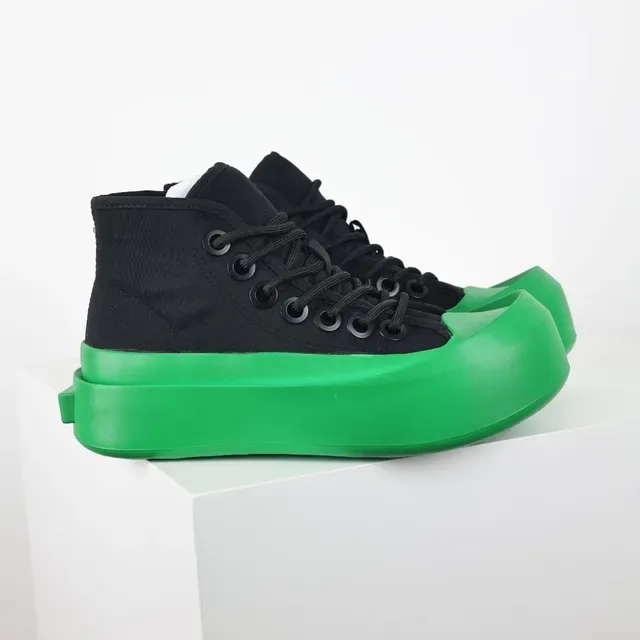 Black and Green High-Top Platform Sneakers 3