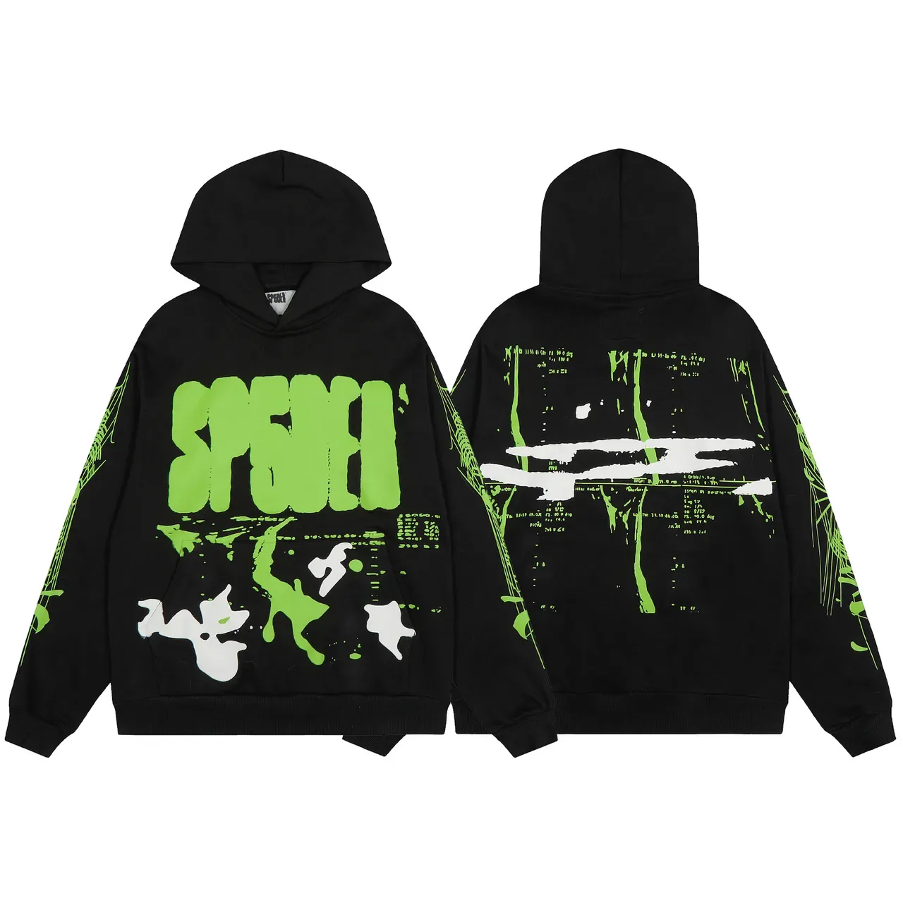 Black and Neon Green Graphic Print Tracksuit 4