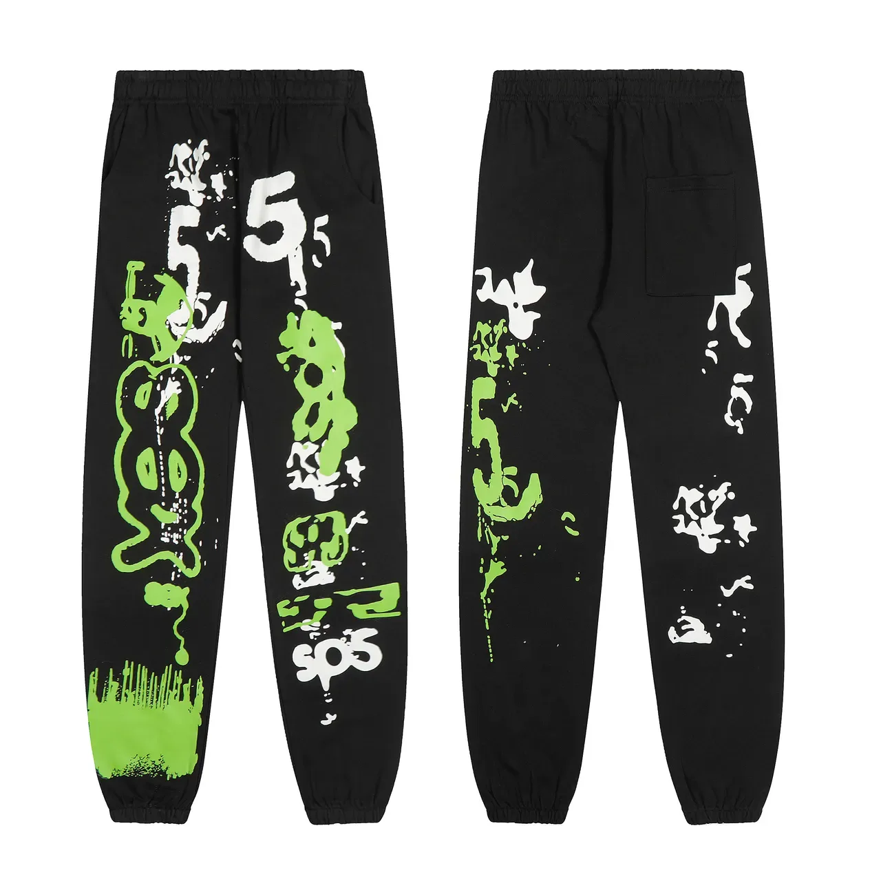 Black and Neon Green Graphic Print Tracksuit 7
