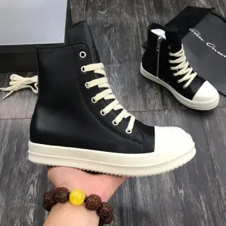 Black and Off-White High-Top Platform Leather Boot