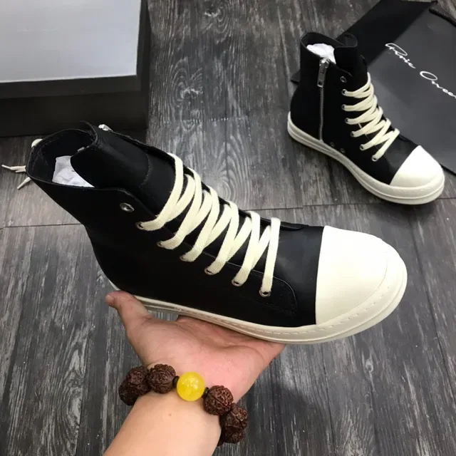 Black and Off-White High-Top Platform Leather Boot 8