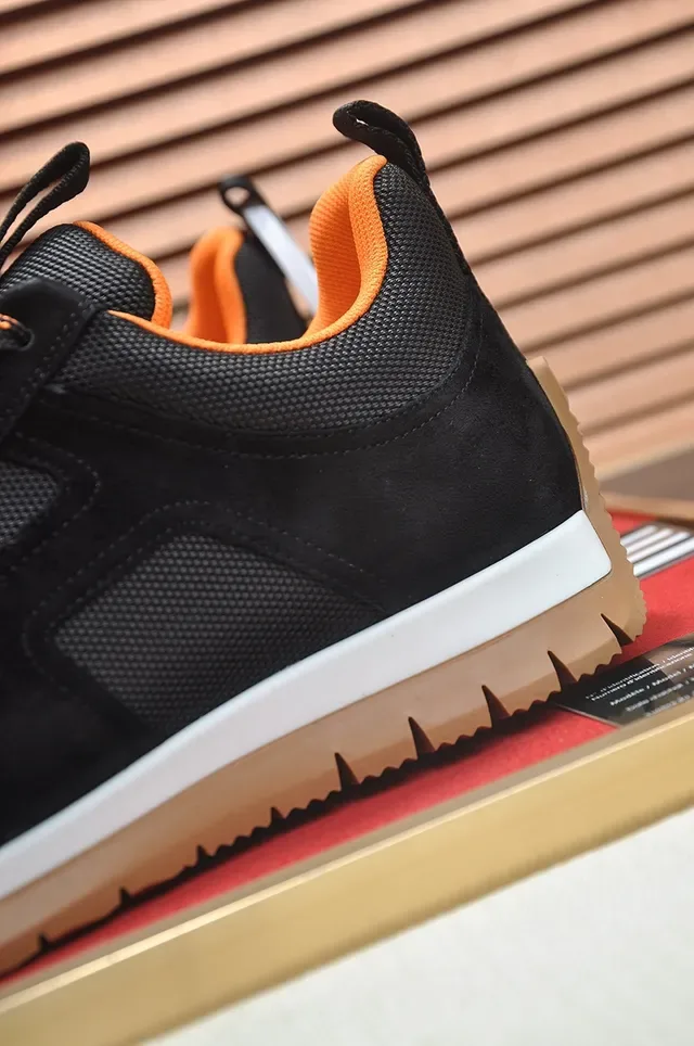 Black and Orange Suede Mesh Low-Top Lifestyle Sneaker 2