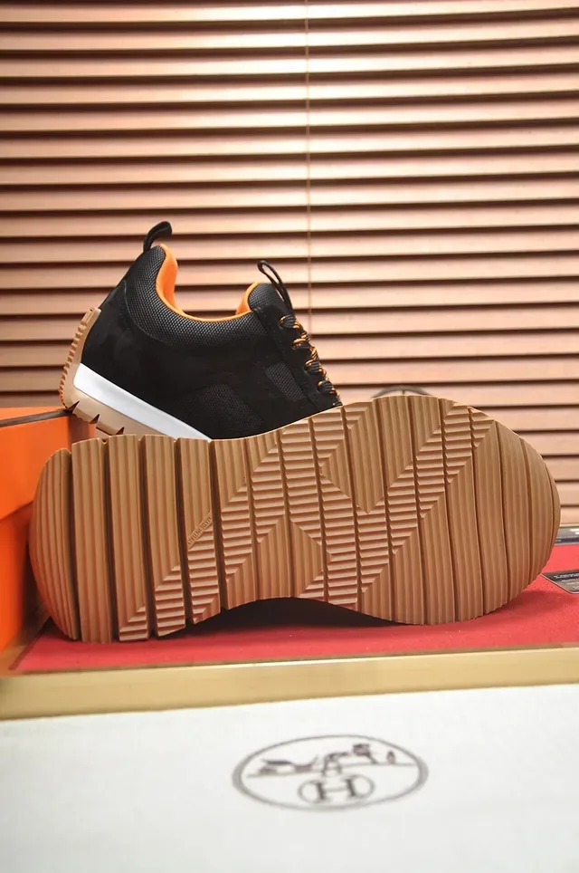 Black and Orange Suede Mesh Low-Top Lifestyle Sneaker 3