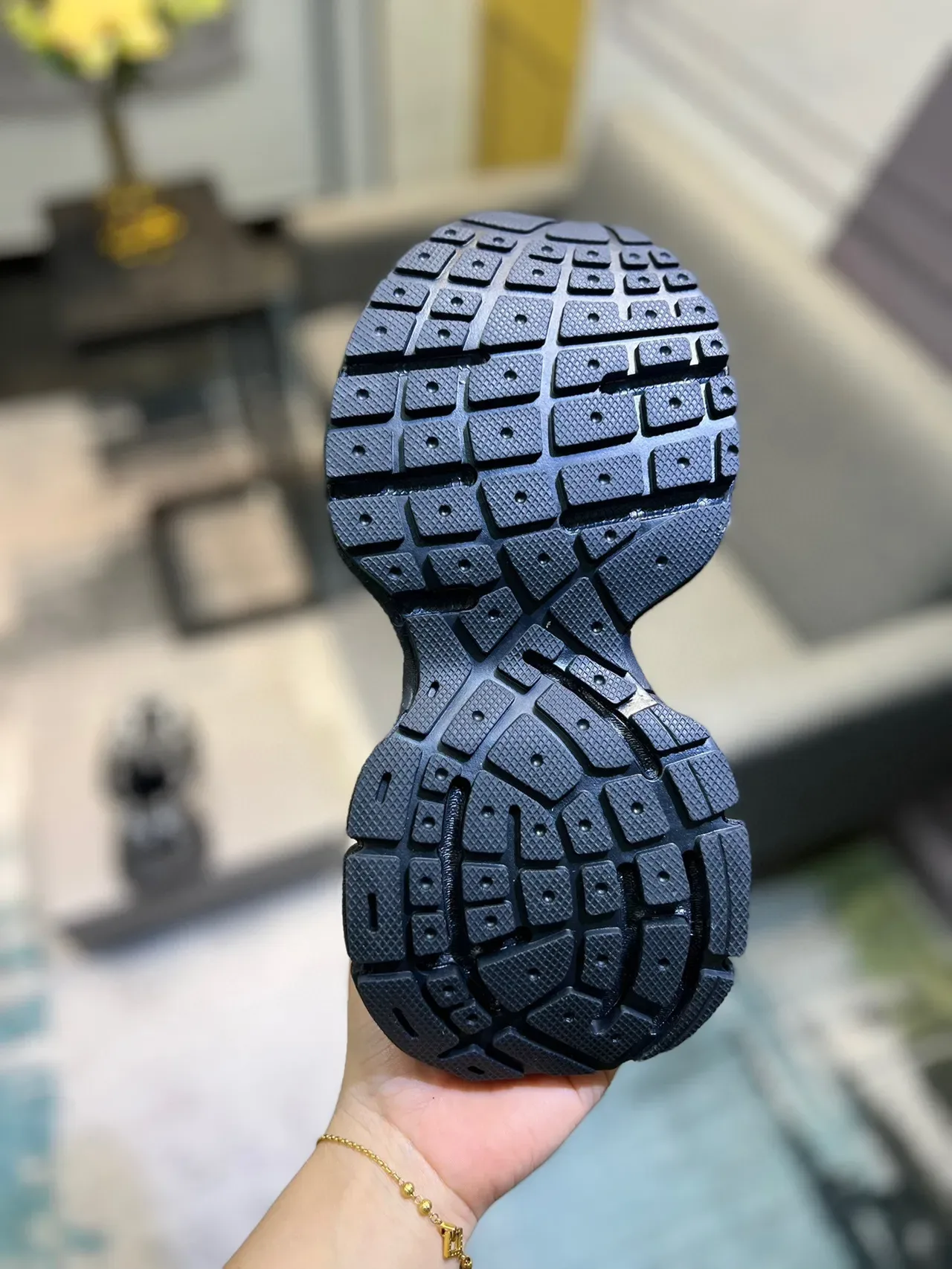 Black and White Chunky Sole Mesh Sneaker 9