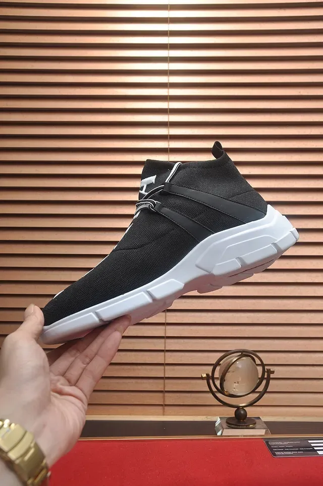 Black and White Knit High-Top Lifestyle Sneaker 5