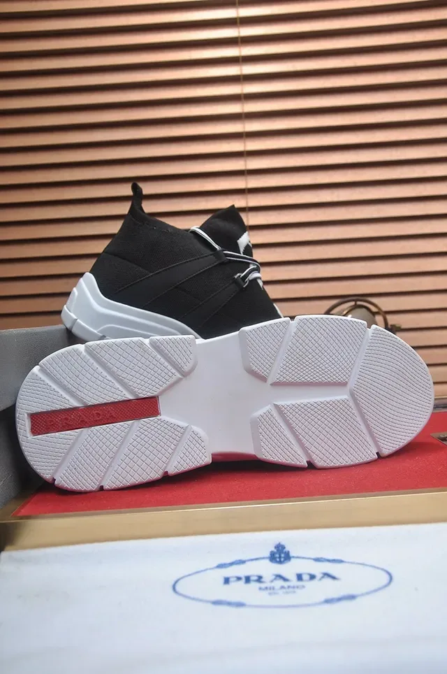 Black and White Knit High-Top Lifestyle Sneaker 7