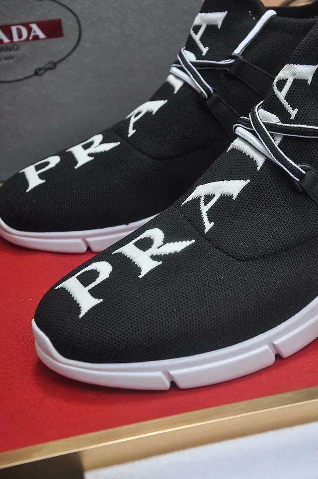Black and White Knit High-Top Lifestyle Sneaker 8