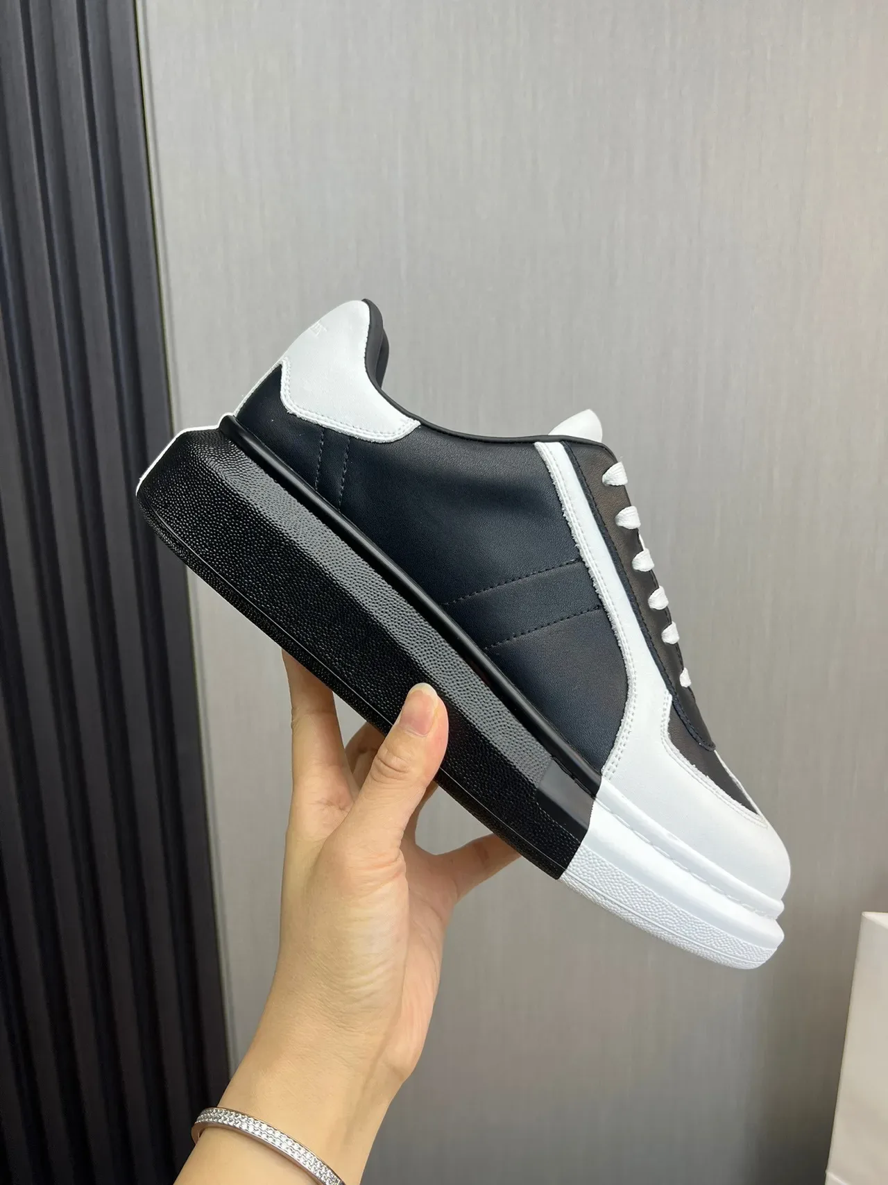 Black and White Two-Tone Platform Sneaker 4