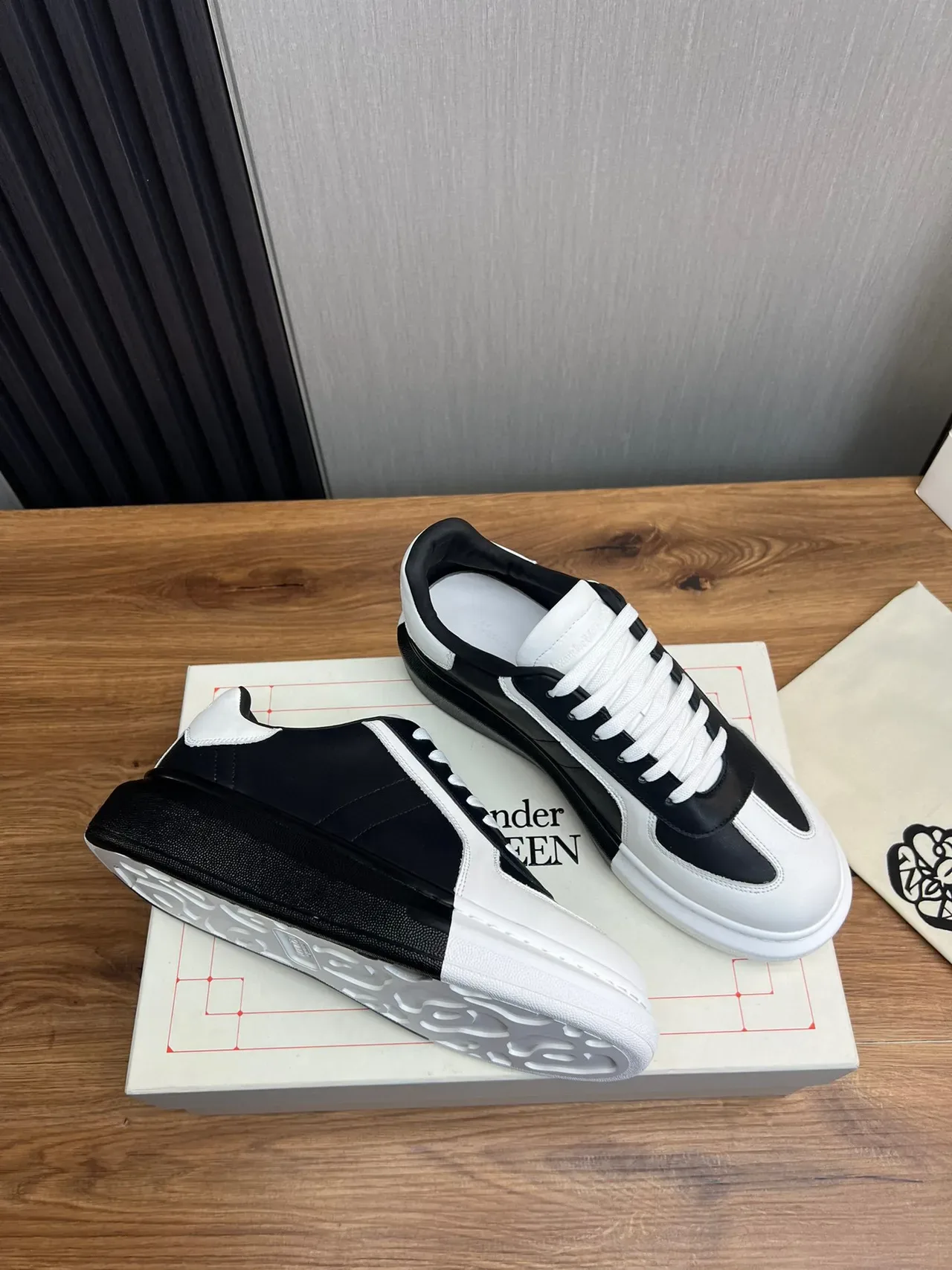 Black and White Two-Tone Platform Sneaker 5