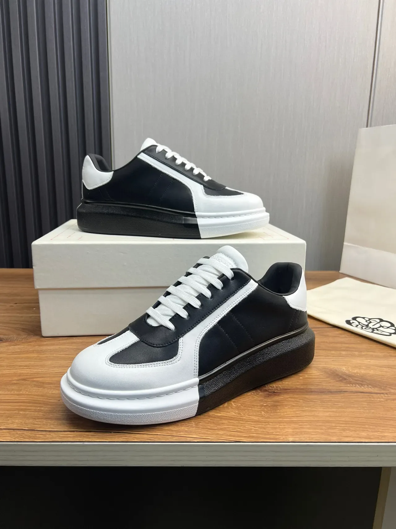 Black and White Two-Tone Platform Sneaker 6