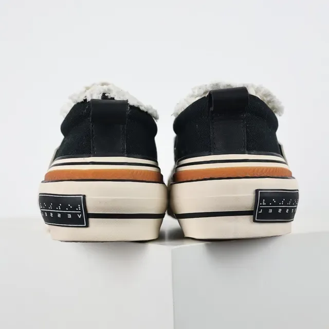 Black Beige Deconstructed Frayed Collar Layered Platform Sole Sneakers 8
