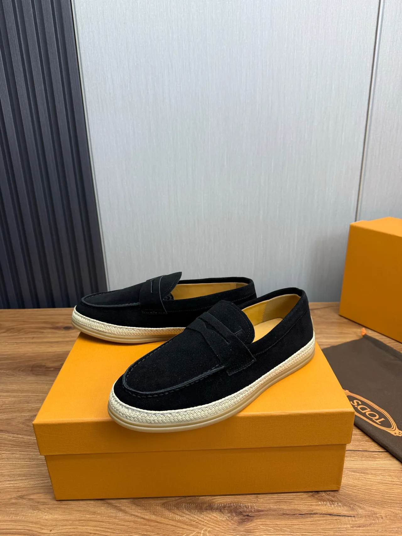 Black Beige Suede Penny Loafer 3
