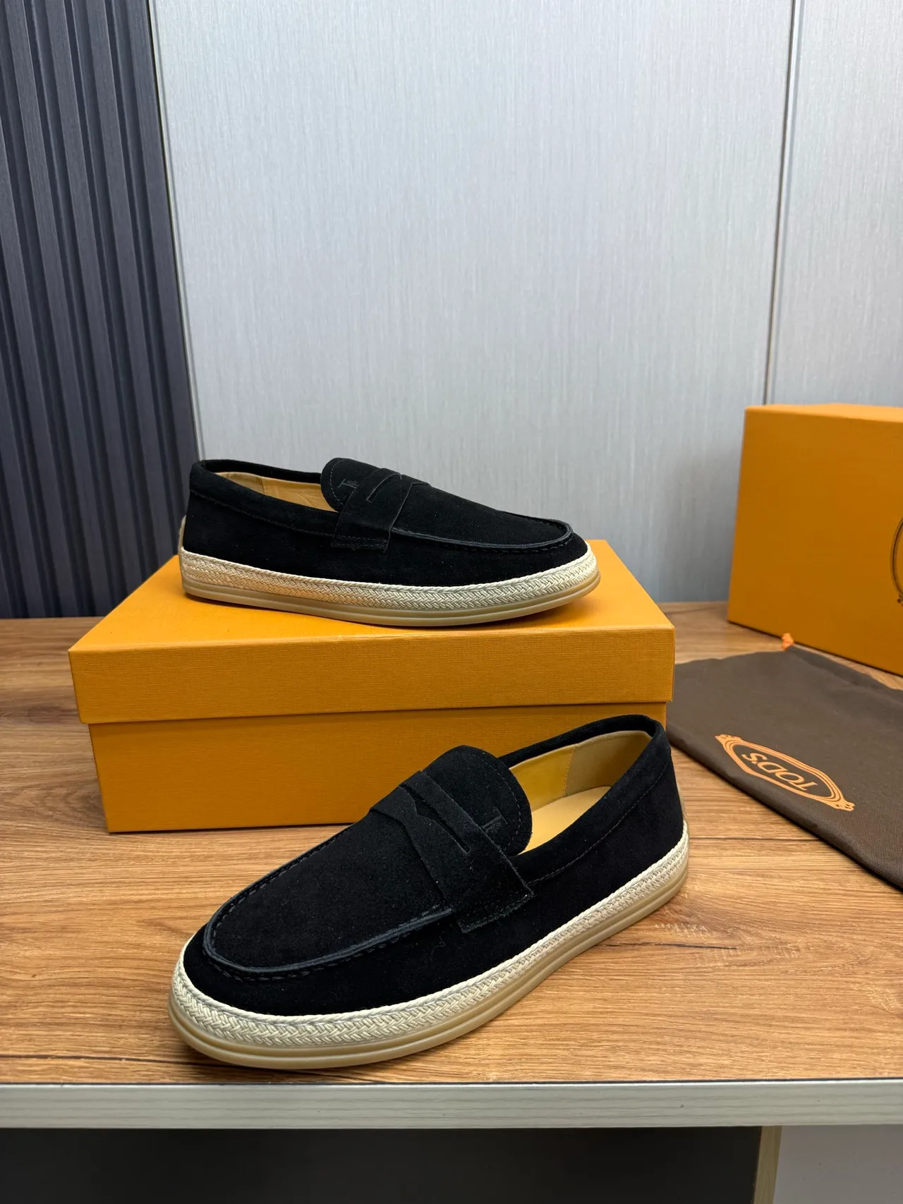 Black Beige Suede Penny Loafer 4