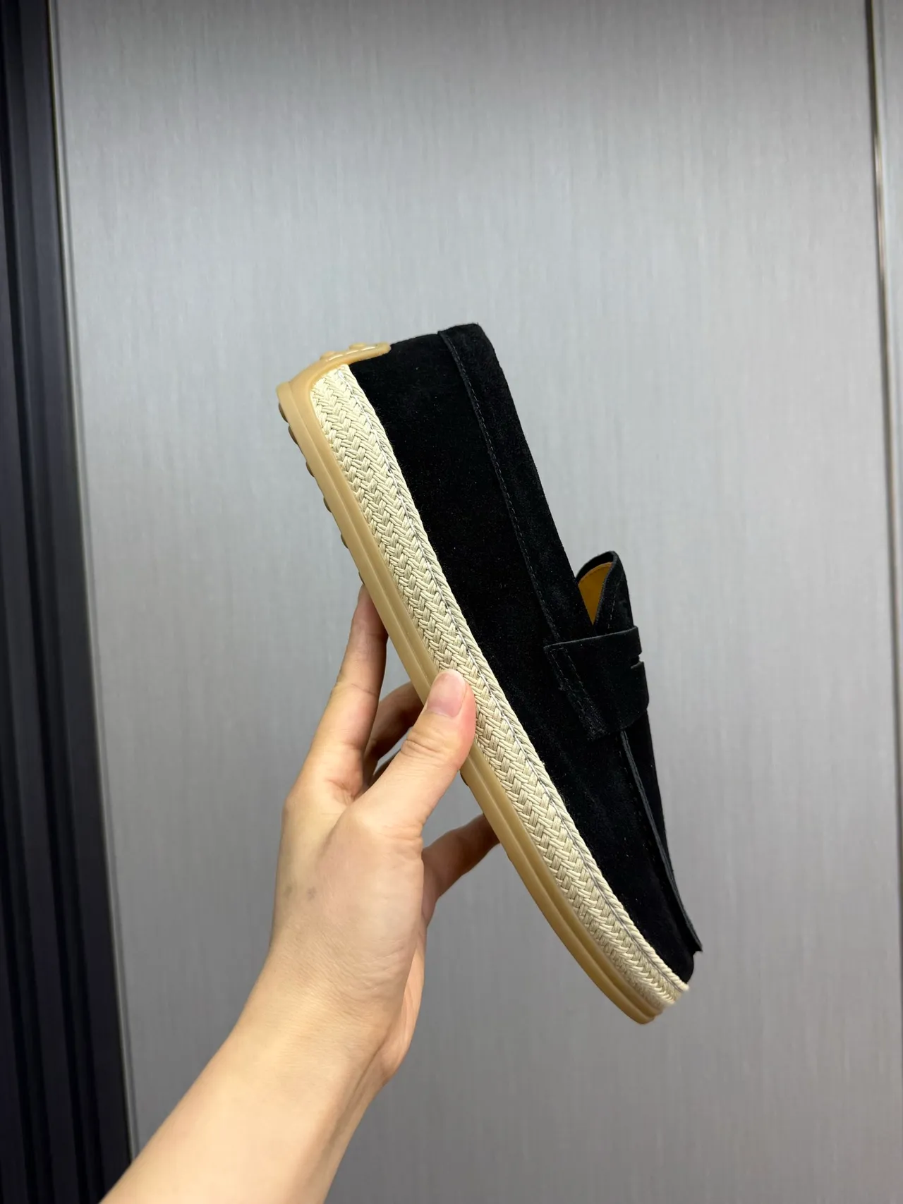 Black Beige Suede Penny Loafer 7