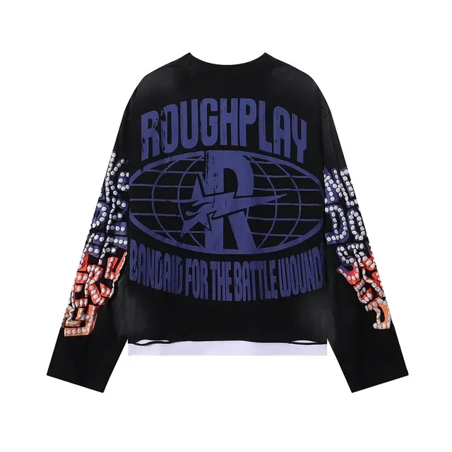Black Blue Graphic-Print Distressed Wash Top 2