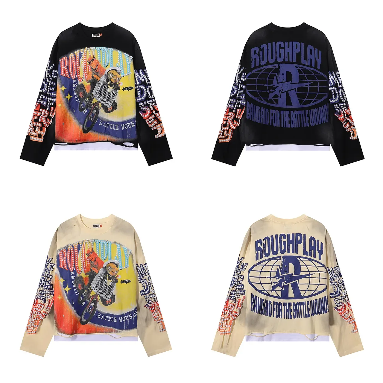 Black Blue Graphic-Print Distressed Wash Top 6