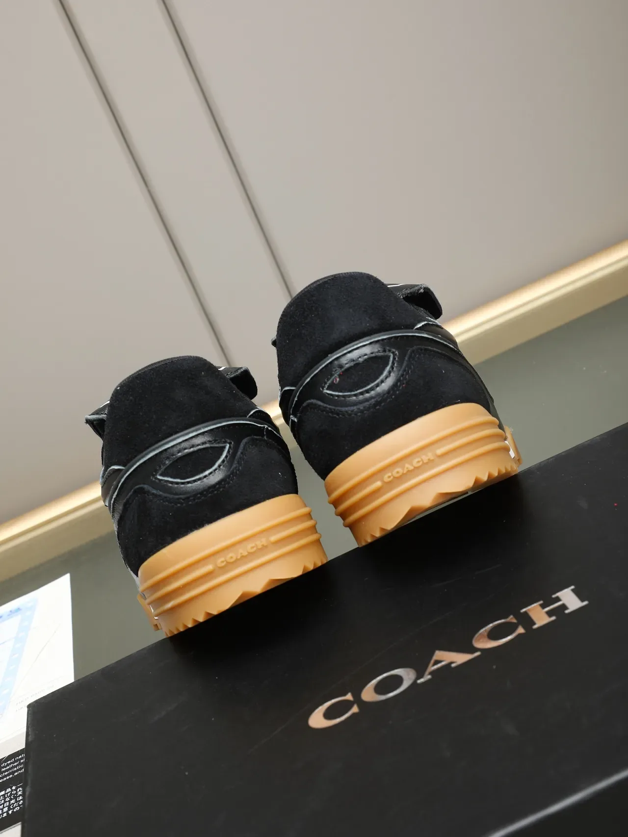 Black Brown Leather-Suede Upper Gum Rubber Outsole Sneakers 3