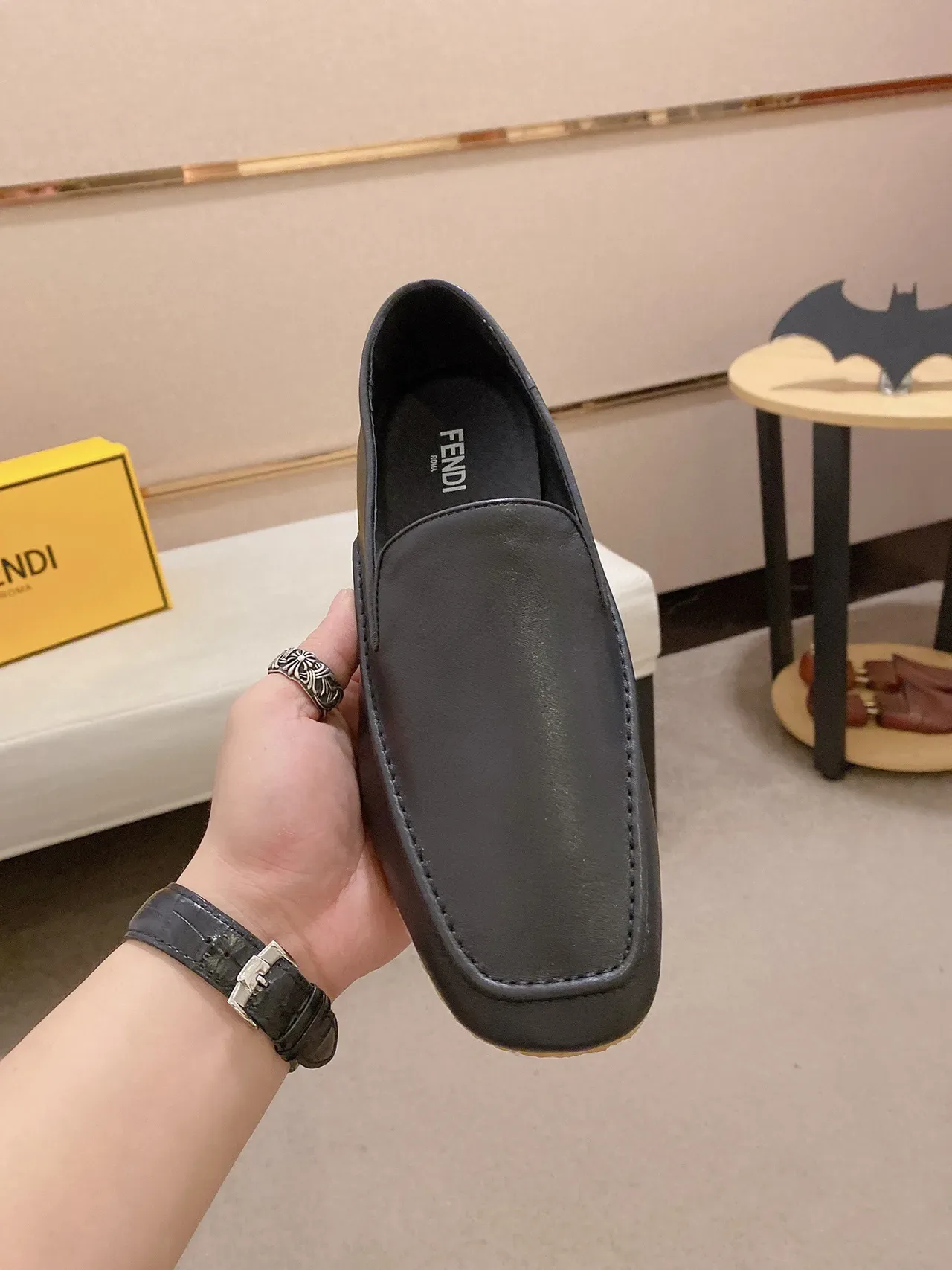 Black Brown Leather Upper Moccasin-Stitched Vamp Loafer 6