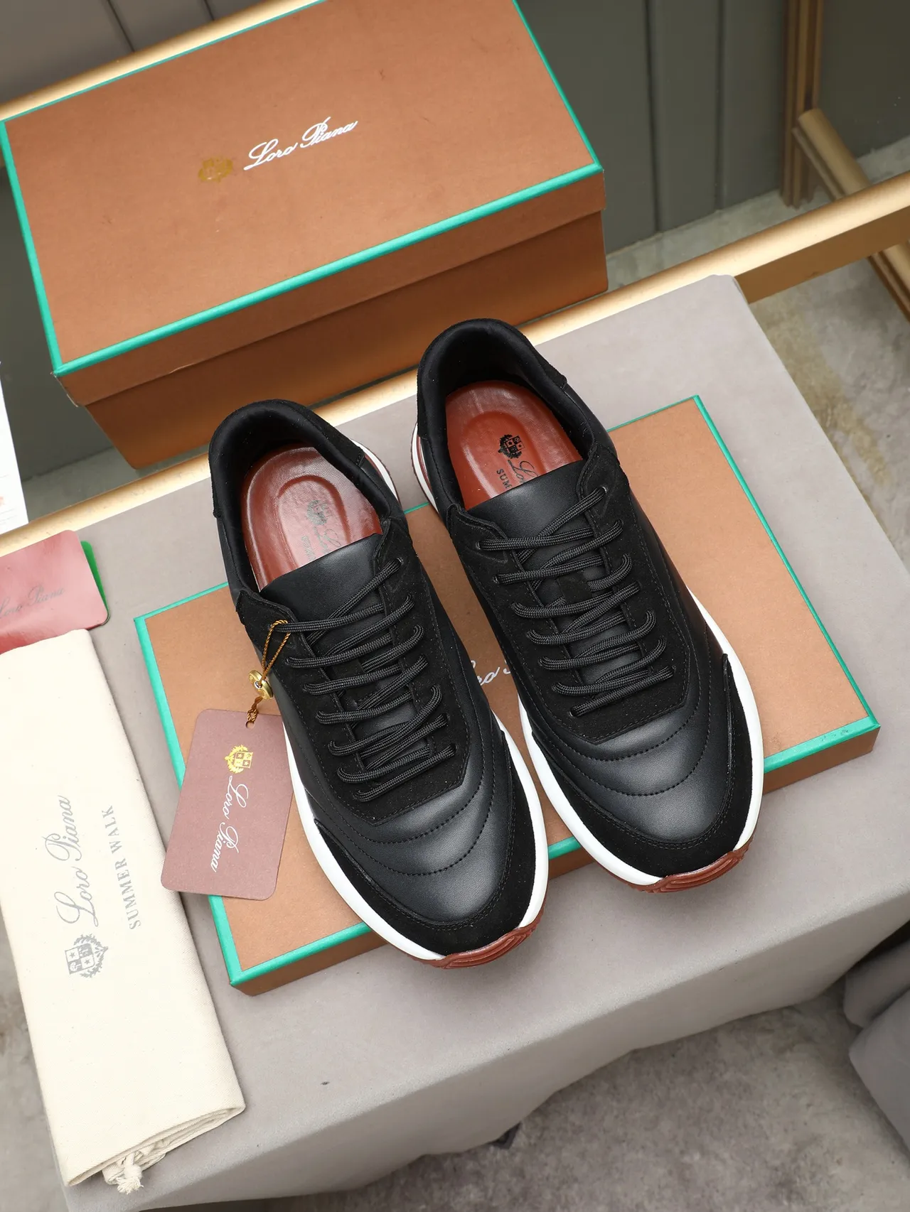 Black Brown Suede And Leather Upper Chunky Layered Sole Sneakers 2