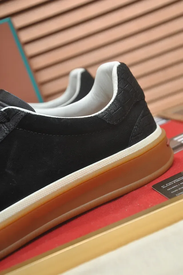 Black Brown Suede Upper Gum Rubber Sole Sneakers 2