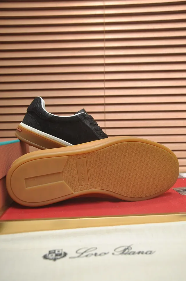 Black Brown Suede Upper Gum Rubber Sole Sneakers 3