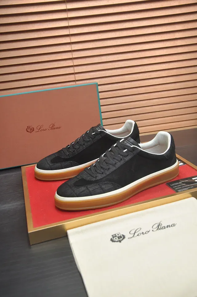 Black Brown Suede Upper Gum Rubber Sole Sneakers 4