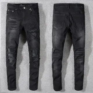 Black Distressed Slim-Fit Jeans