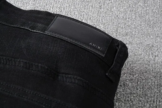 Black Distressed Slim-Fit Jeans 3