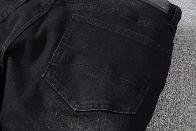 Black Distressed Slim-Fit Jeans 4