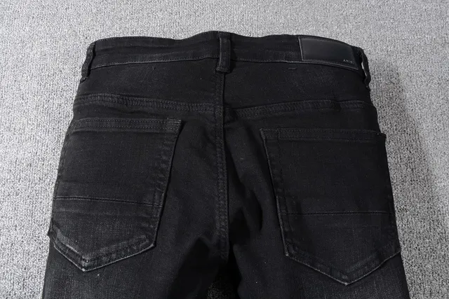 Black Distressed Slim-Fit Jeans 5