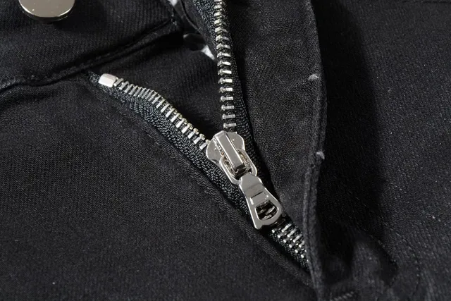 Black Distressed Slim-Fit Jeans 8