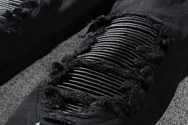 Black Distressed Slim-Fit Jeans 9
