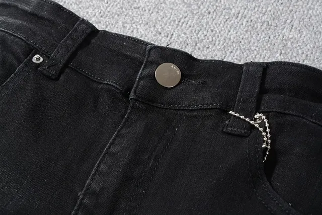Black Distressed Slim-Fit Jeans 10