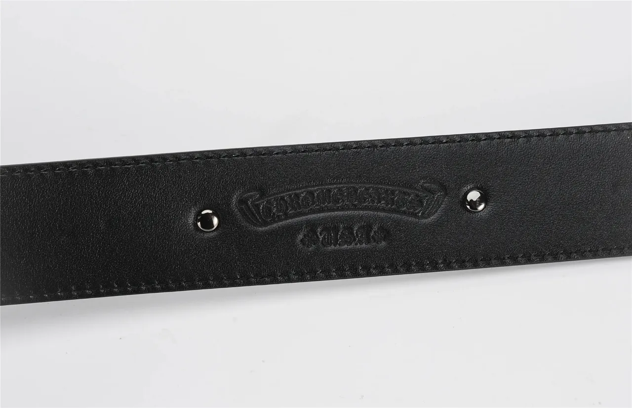Black Gold Pebbled Ornate Lion-Head Buckle Leather Belt 7