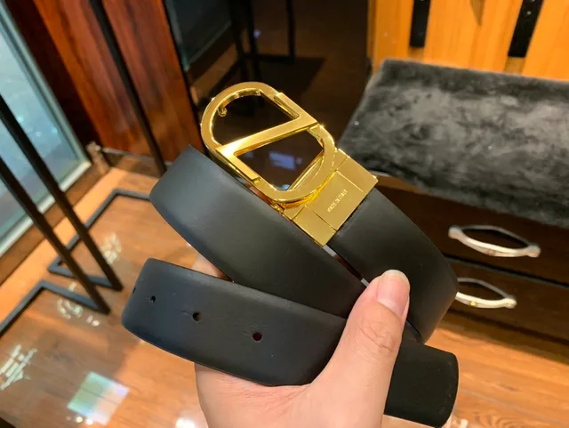 Black Gold Pebbled Polished Buckle Leather Belt 4