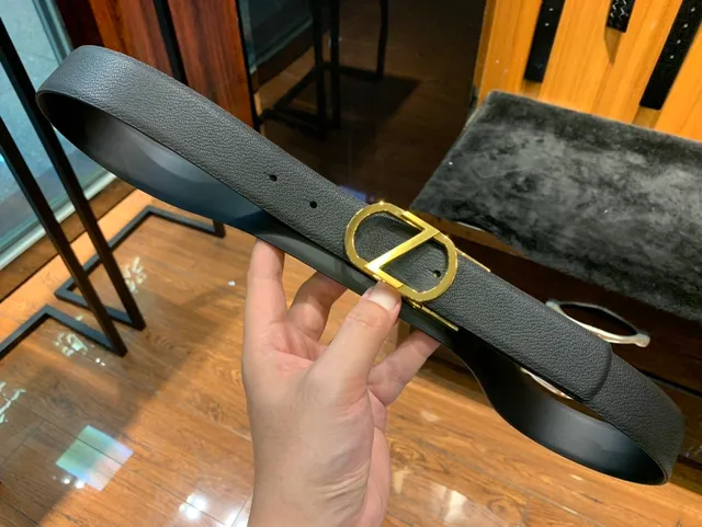 Black Gold Pebbled Polished Buckle Leather Belt 6