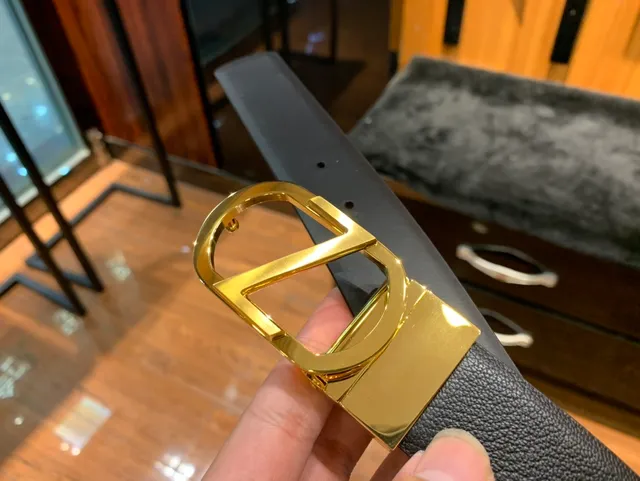Black Gold Pebbled Polished Buckle Leather Belt 8