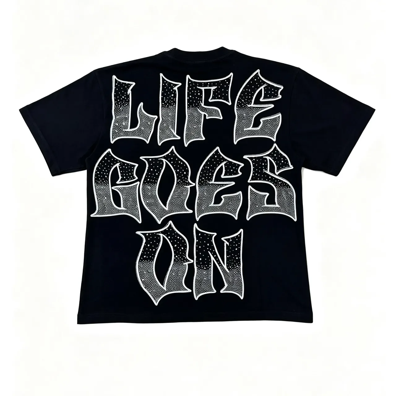 Black Graphic Print Rhinestone-Embellished Oversized T-Shirt 5