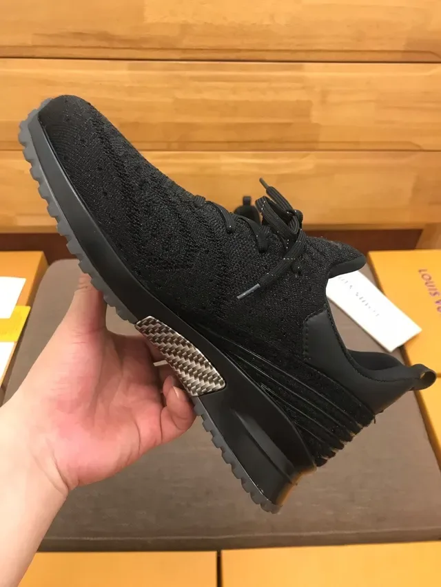 Black Gray Knit Upper Ribbed Heel Counter Sneakers 3