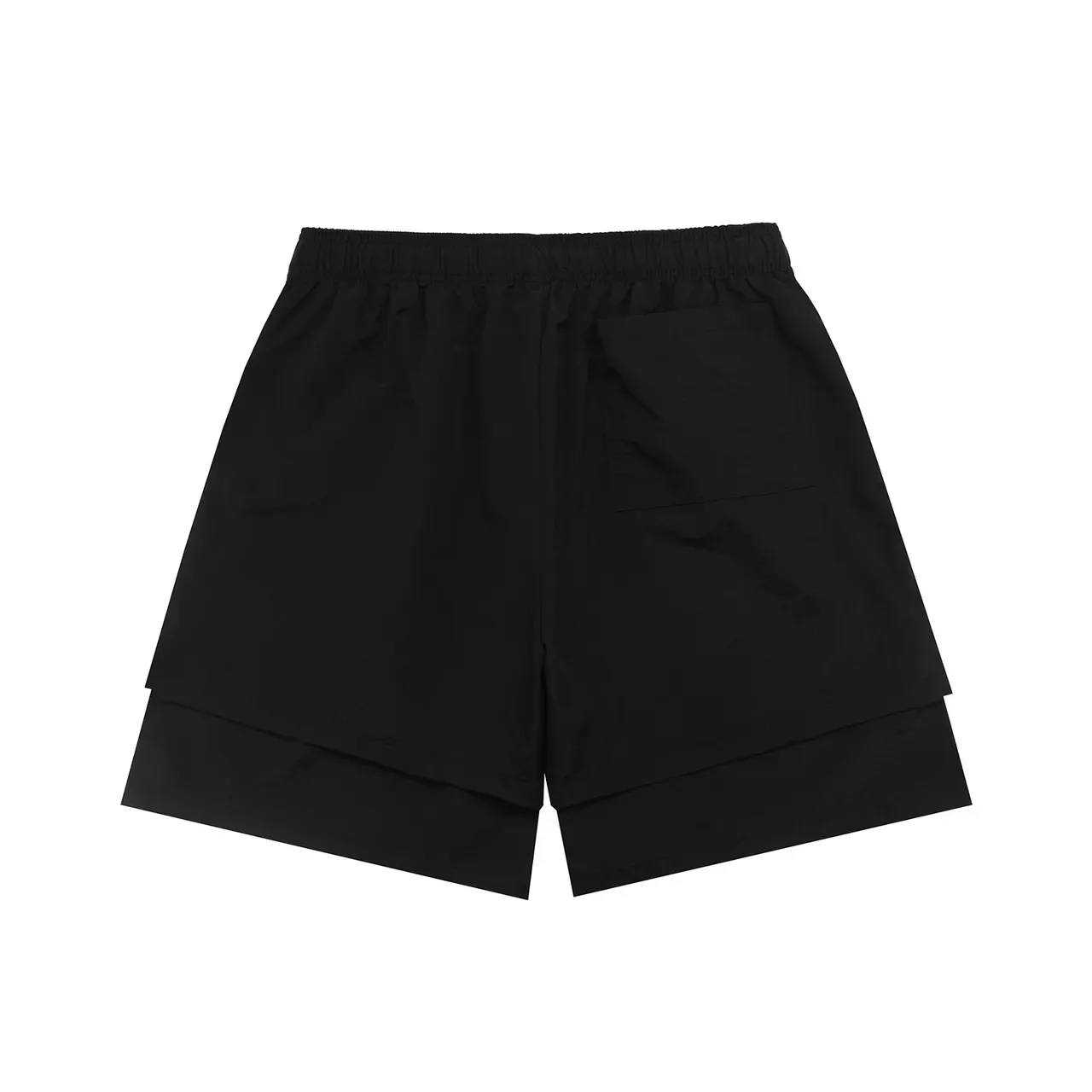 Black Gray Layered Construction Metallic Graphic Print Shorts 2