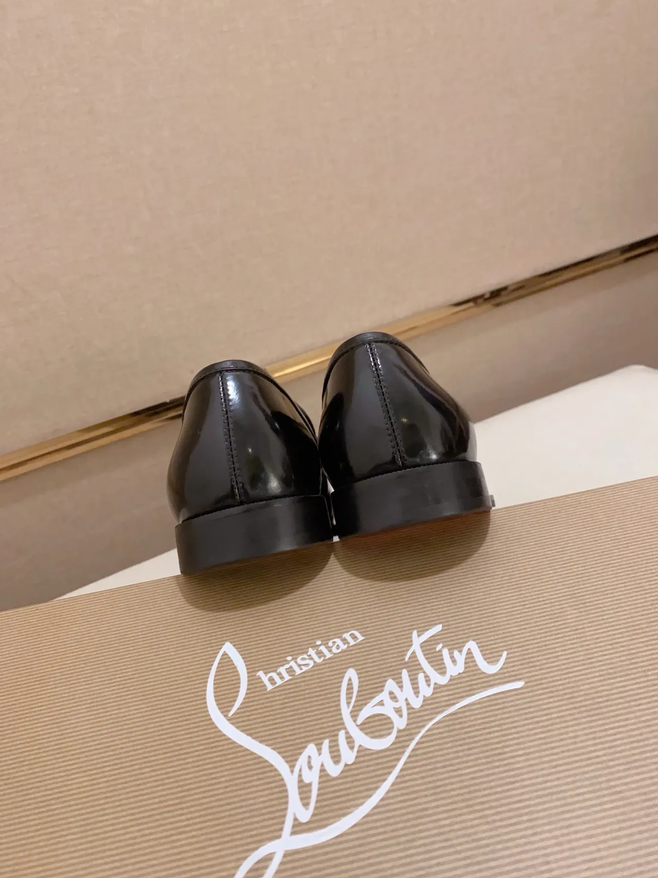 Black High-Gloss Leather Cap-Toe Construction Loafer 8