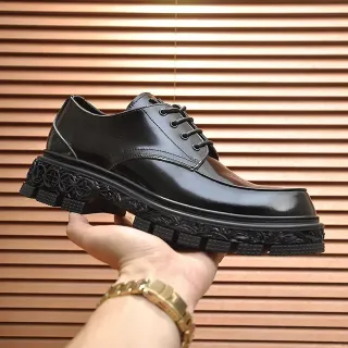 Black High-Shine Chunky Sculpted Sole Leather Shoes