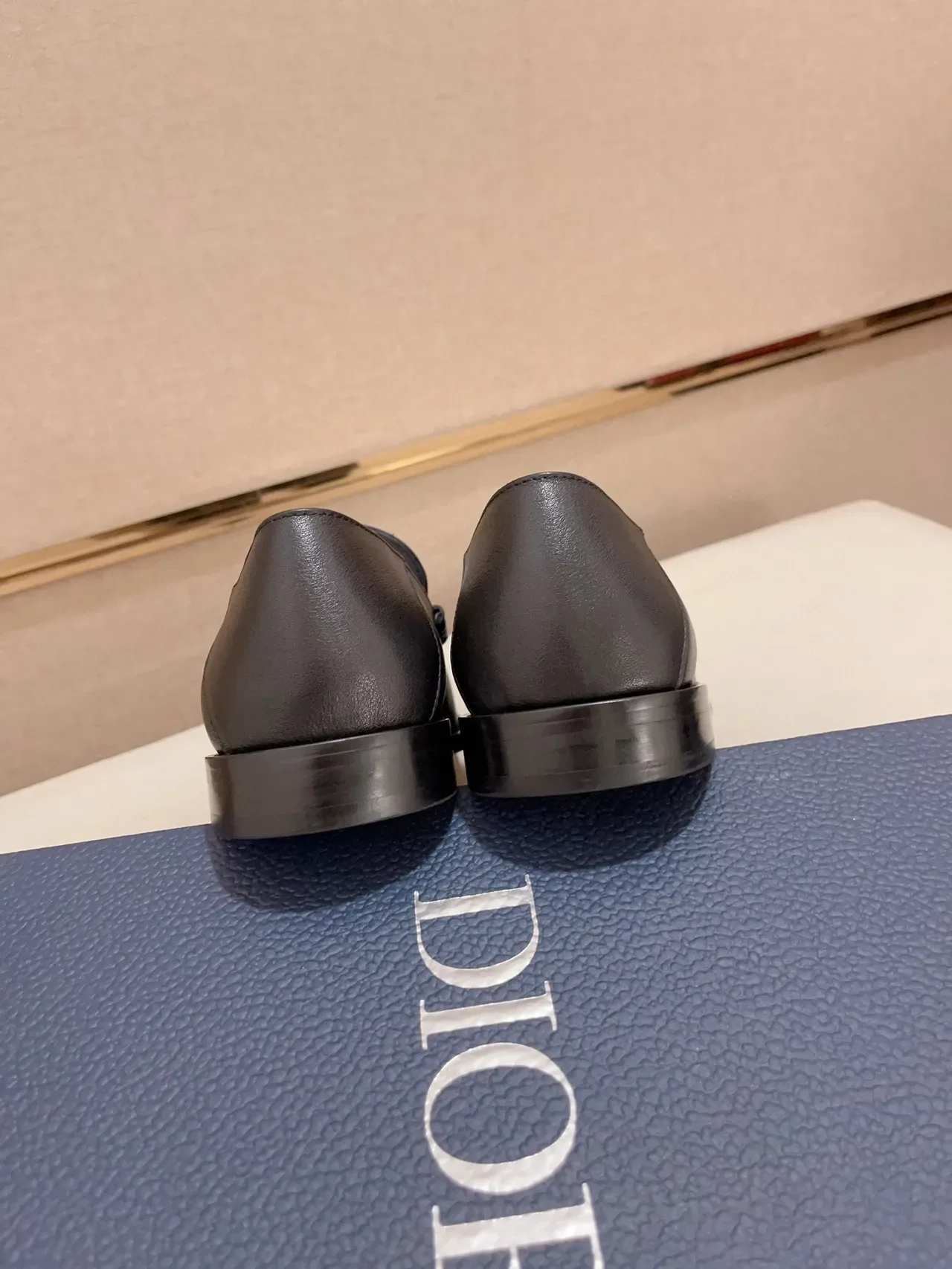 Black Leather and Textured Fabric Penny Strap Loafer 3
