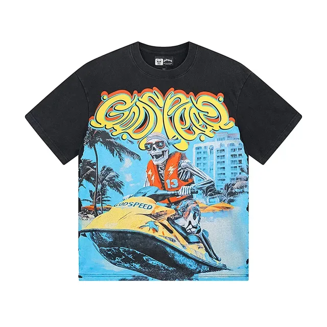 Black Multicolor Graphic-Print Front Bold Back Logo T-Shirt 2